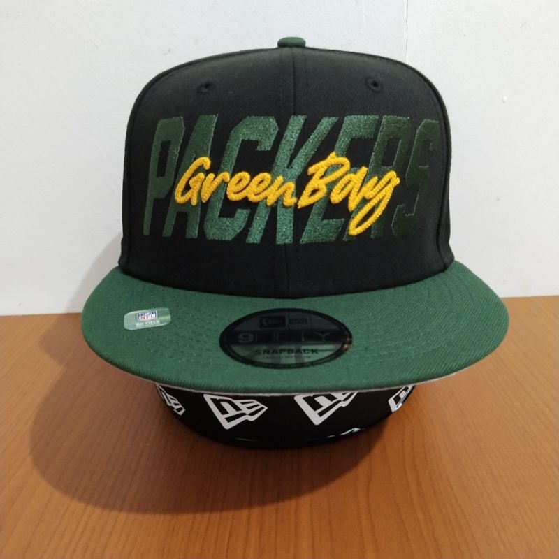 Topi New Era Original 100% NFL Draft 9Fifty Green Bay Packers Black/Green New