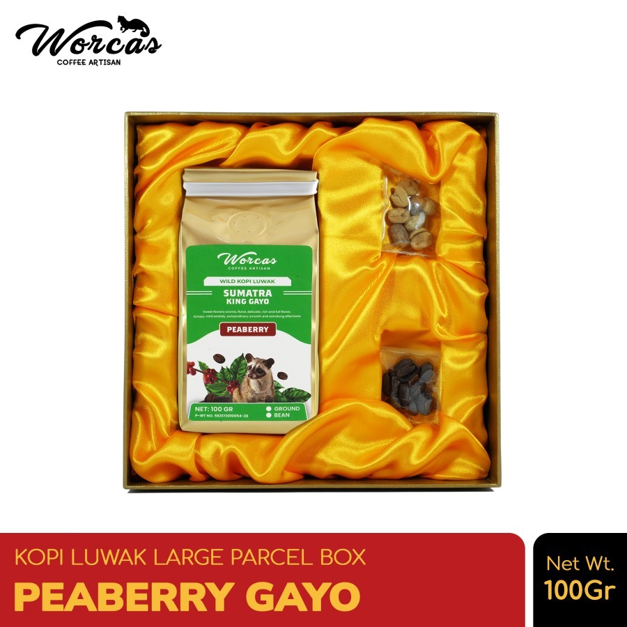 

WORCAS Kopi Luwak Liar Peaberry Sumatran King Gayo 100gr - Large Gift Box