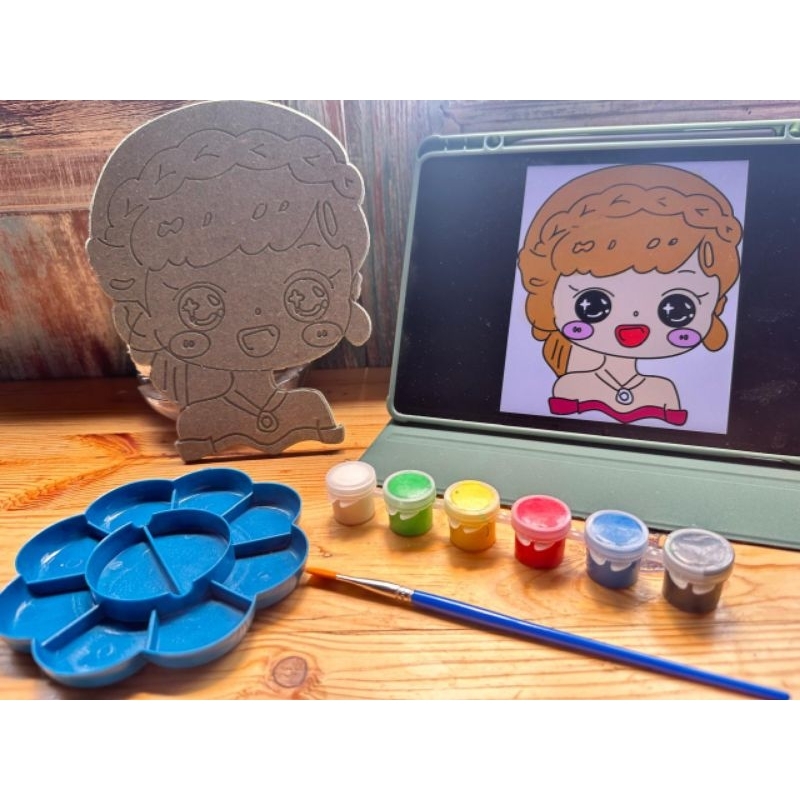 

DIY painting kayu karakter cartoon / disney princess anna frozen / DIY painting kit / mewarnai kayu / melukis anak set