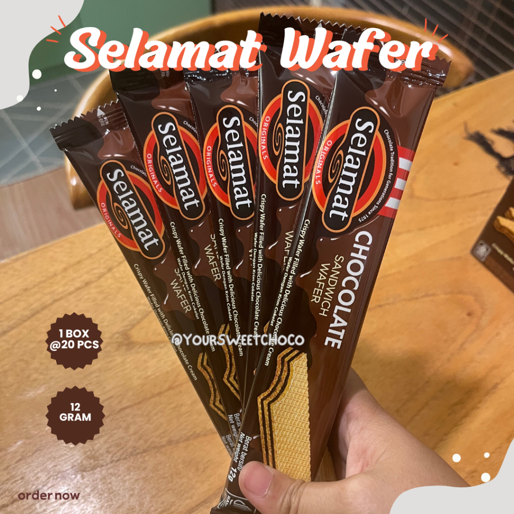 

SELAMAT WAFER CHOCOLATE 12GR (1 BOX ISI 20)