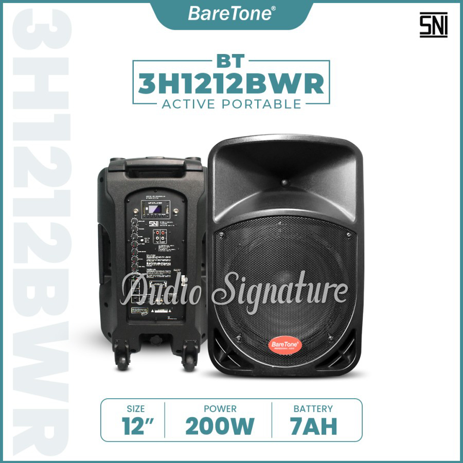 Speaker Portable Baretone BT3H1212BWR 12 Inch Original | BT 3H1212BWR Bluetooth