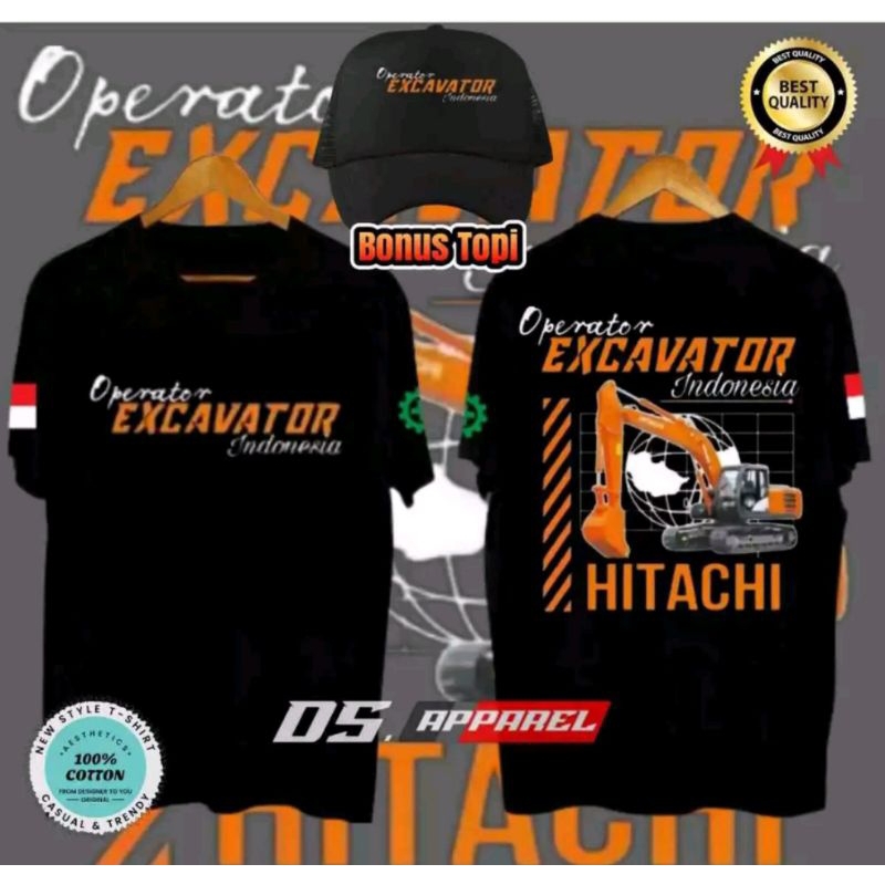KAOS OPERATOR EXCAVATOR INDONESIA HITACHI FREE TOPI