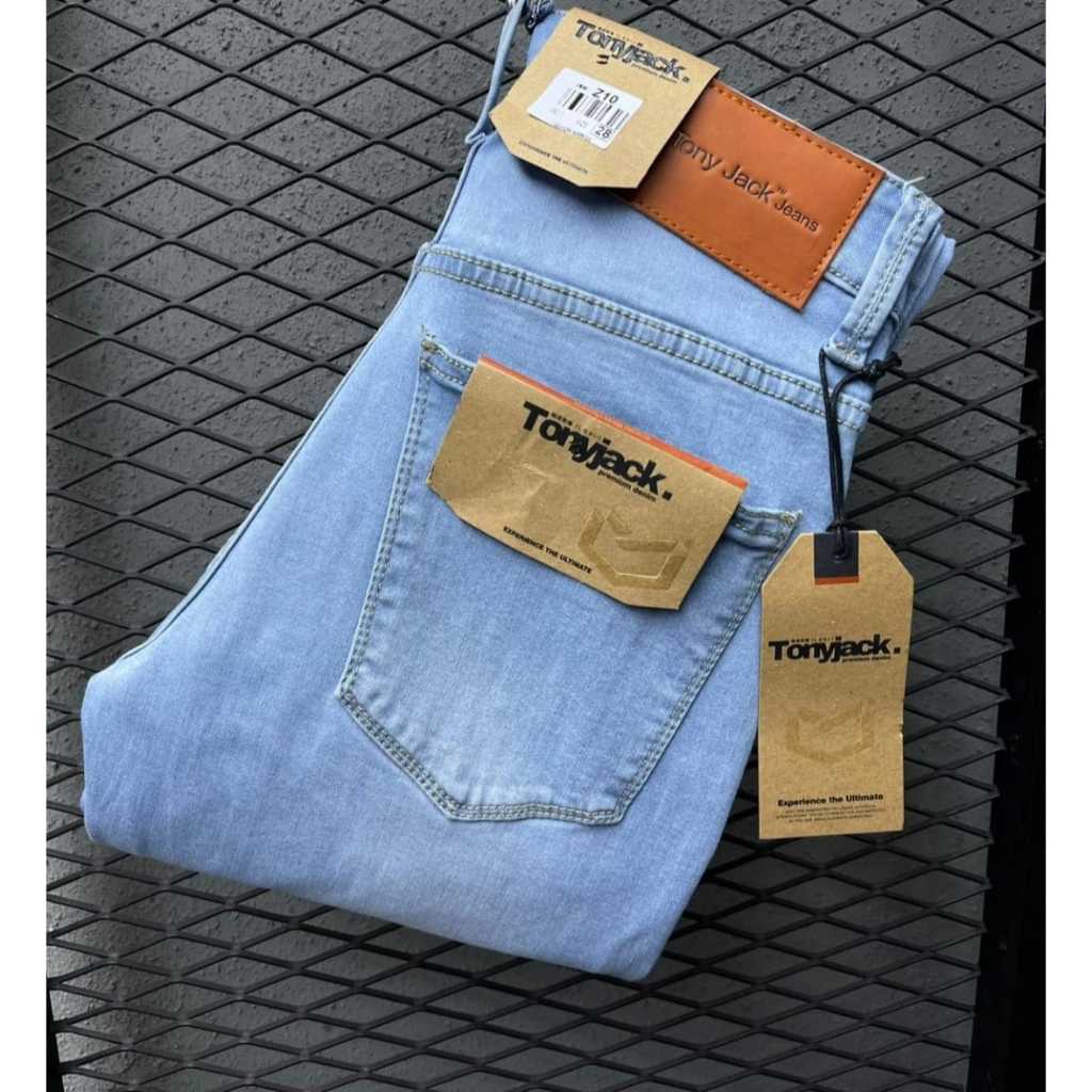 TONY JACK Celana jeans Pria panjang Straight Skinny Pensil Slimfit abu abu Drak Grey Putih Hitam Bir