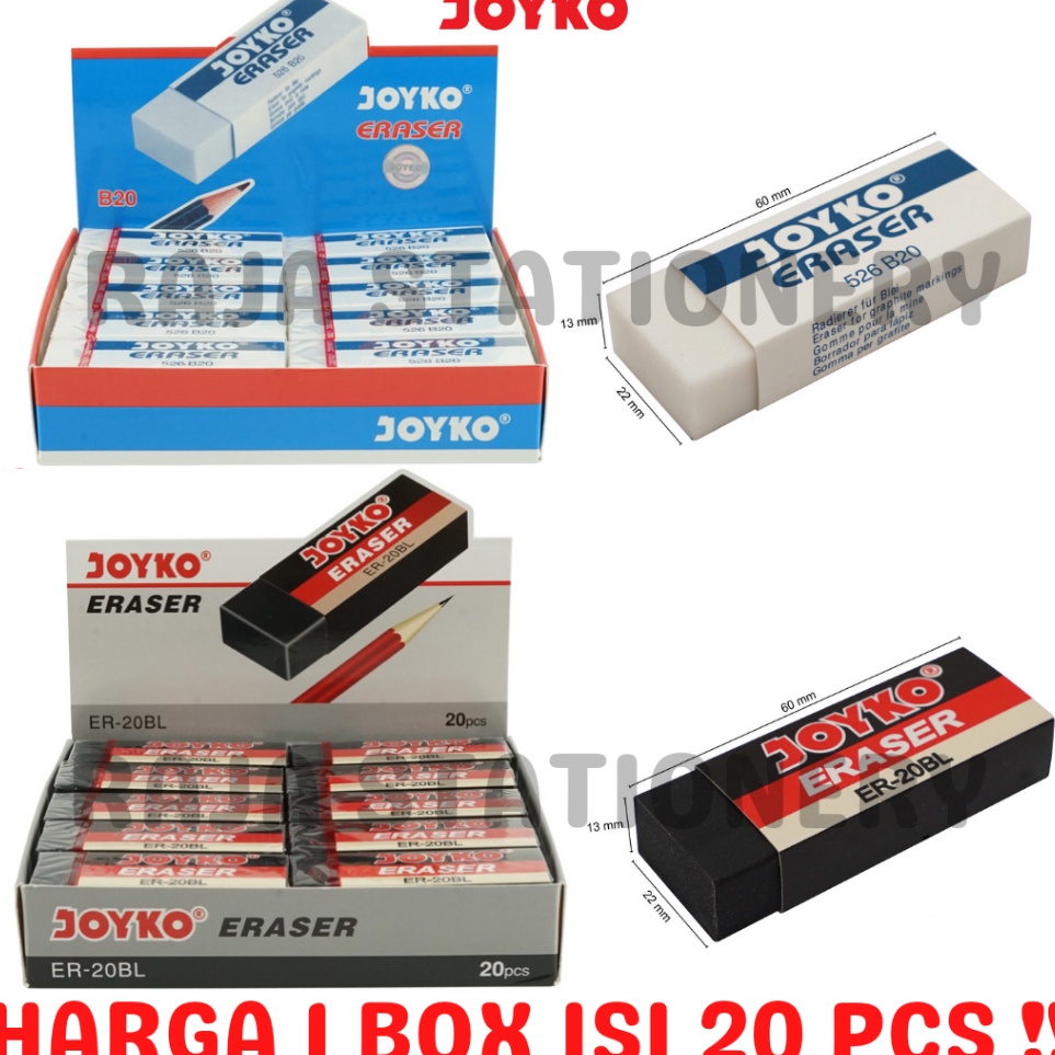 

KODE J79I JOYKO ERASER BLACK WHITE PENGHAPUS JOYKO BESAR PUTIH HITAM UJIAN B2 2BL 2PCS