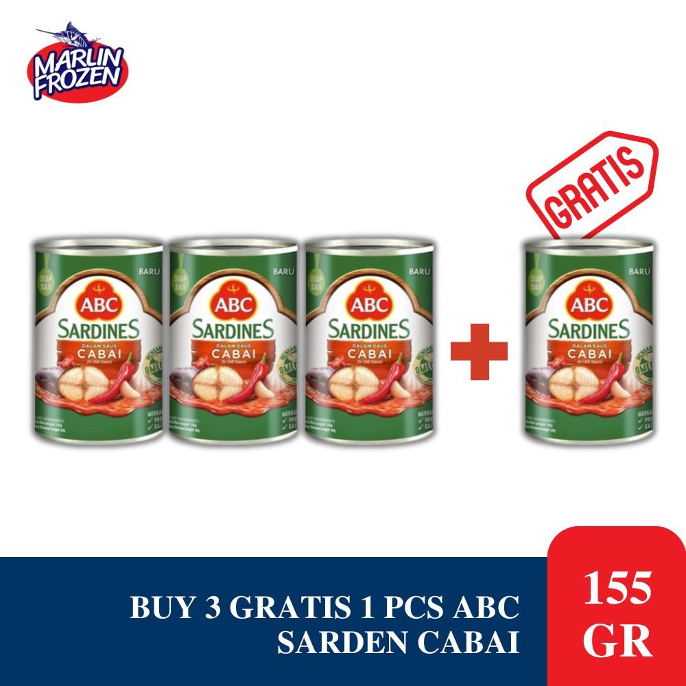 

ABC Sarden Saus Cabai 155 gr / Ikan Kaleng ABC Saus Cabai - Beli 3 Gratis 1 PCS