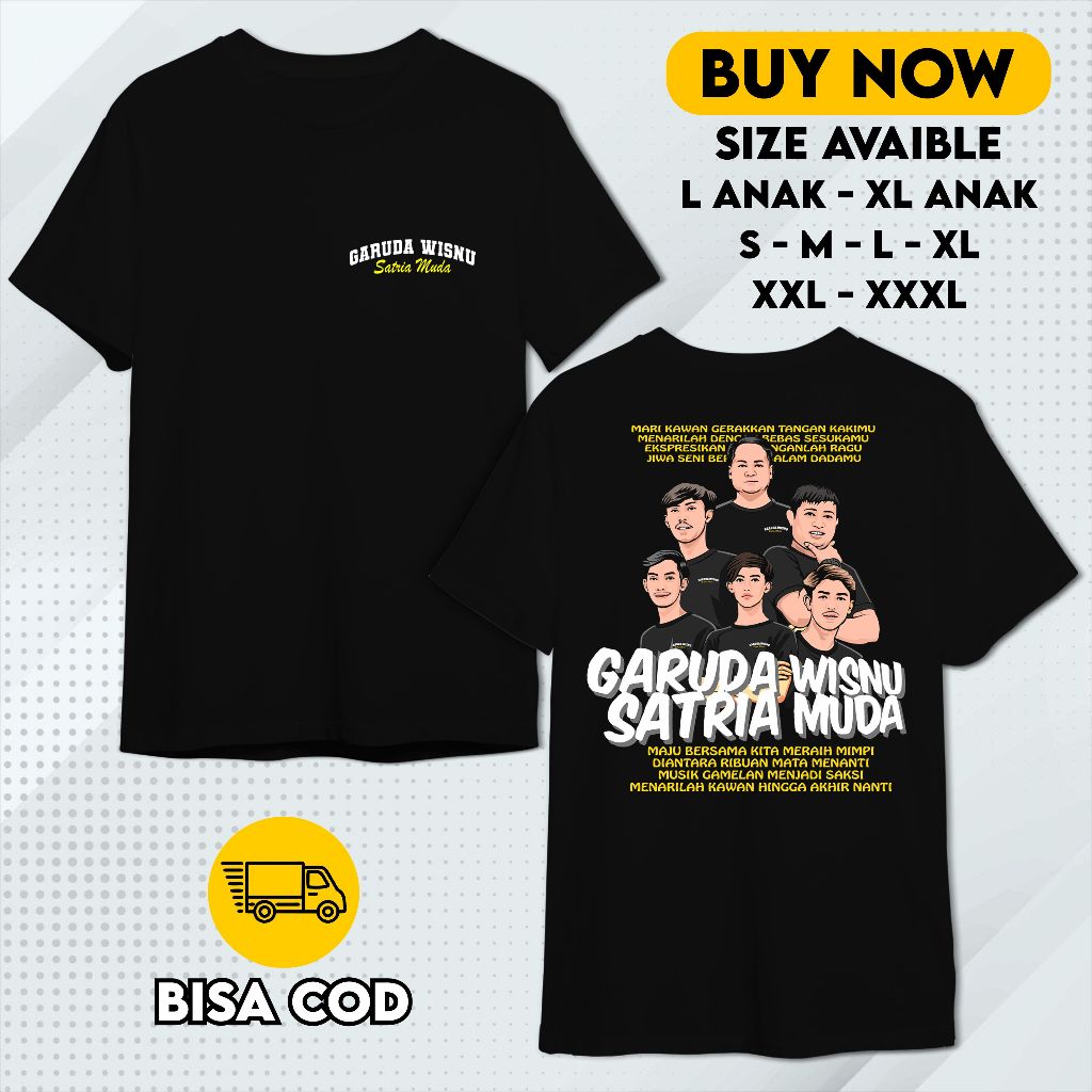 KAOS TIM GWSM GARUDA WISNU SATRIA MUDA ANAK & DEWASA WARNA HITAM