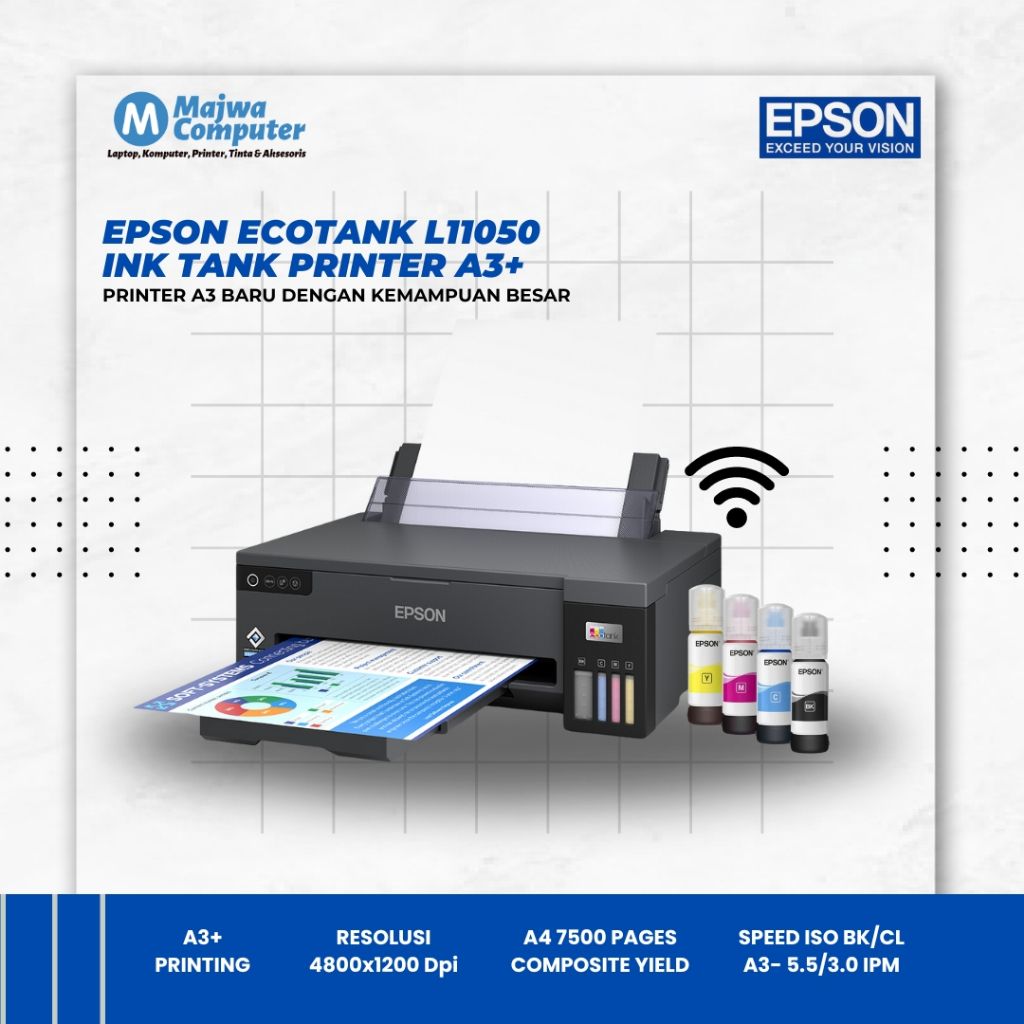 Printer EPSON L11050 L-11050 L 11050 Pengganti Epson L1300 L-1300 Print Only A3+ Resmi