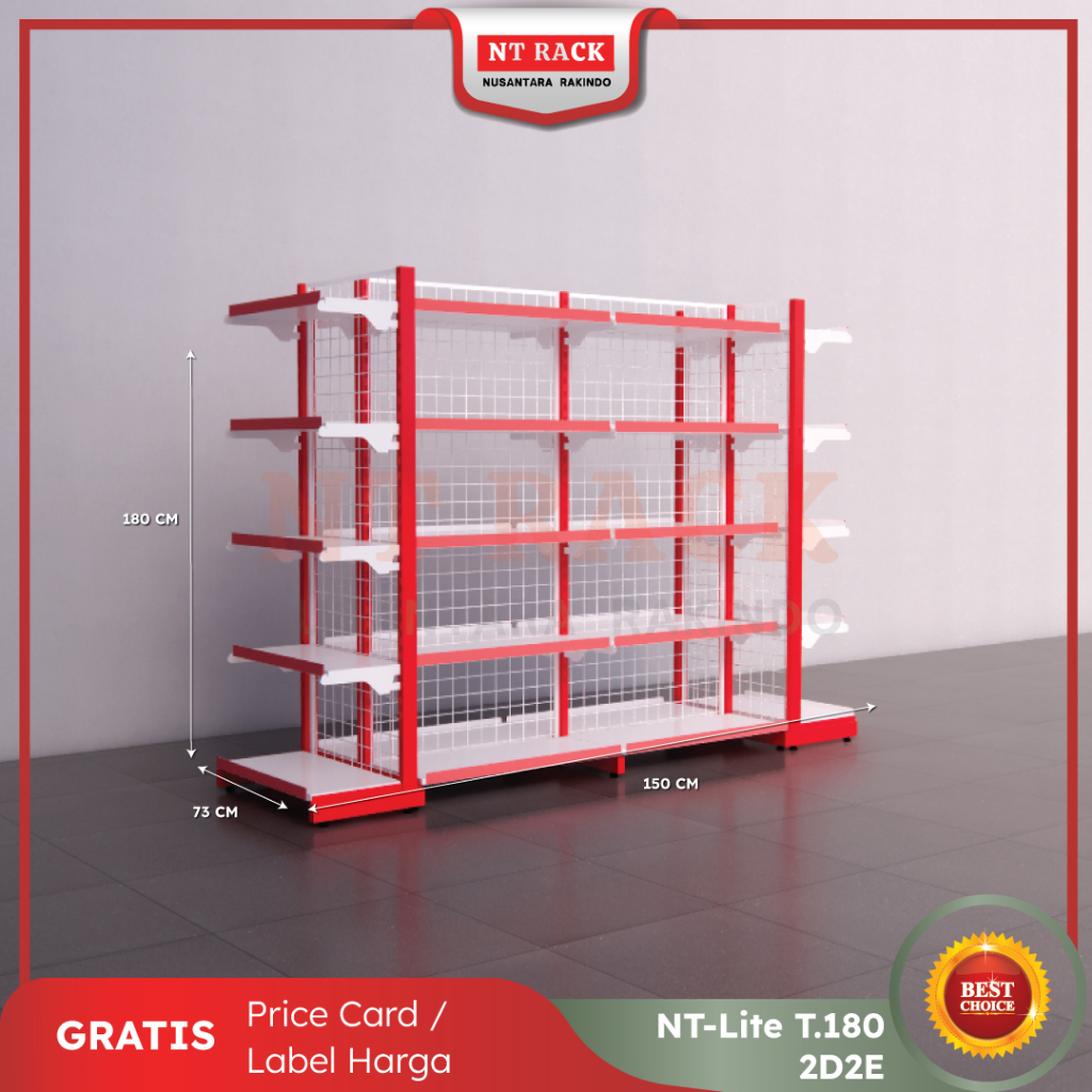 Rak Toko Minimarket Gondola Termurah Double 2 Sisi Tinggi 180 cm (2D2E)