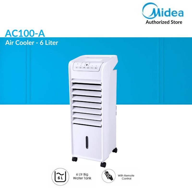 memiaw89 - midea air cooler ac100-a putih/hitam remote control pendingin udara portable