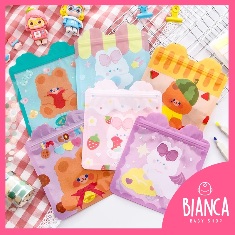 

BIANCA - Kantong Plastik Souvenir 003 Birthday Zipper Ziplock Kecil 13x13 Motif Cute Bunny