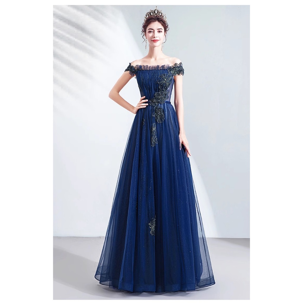 Gaun Pesta 2405004 Biru Dongker Navy Sabrina Party Dress