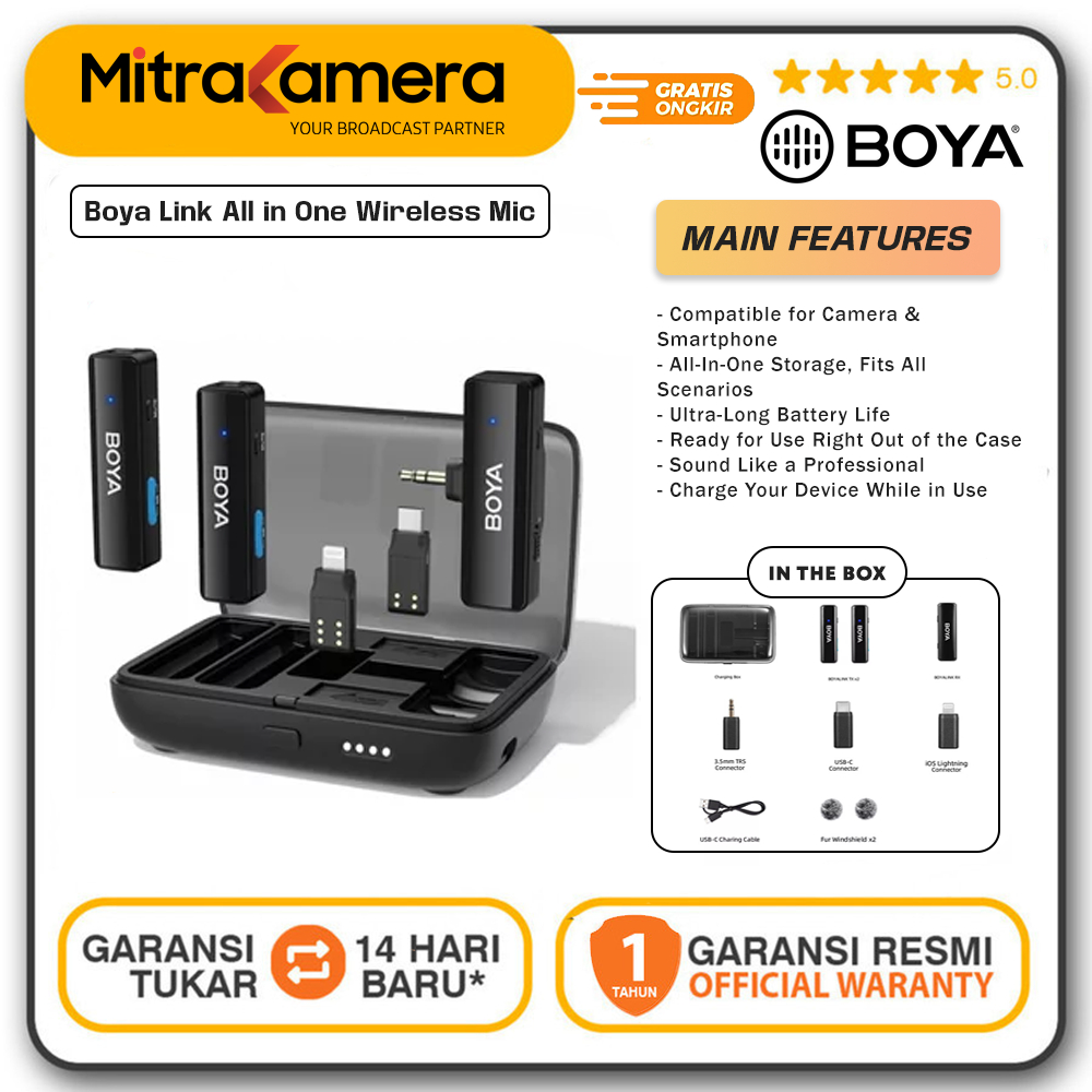 Boya BoyaLink All in One Wireless Mic Boya Link Microphone RESMI
