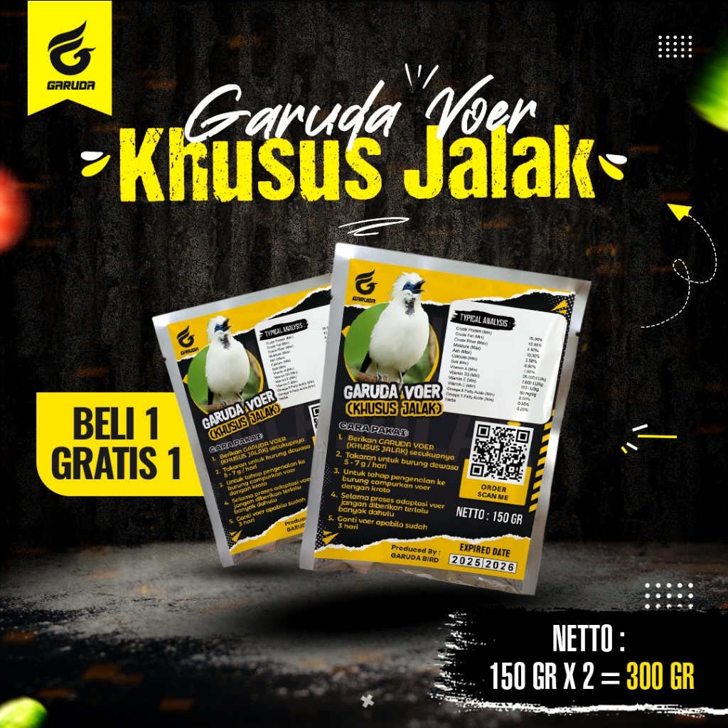 BELI 1 GRATIS  1 VOER BURUNG JALAK | VOER HARIAN | VOER NUTRISI KOMPLIT | GARUDA VOER HARIAN KHUSUS 