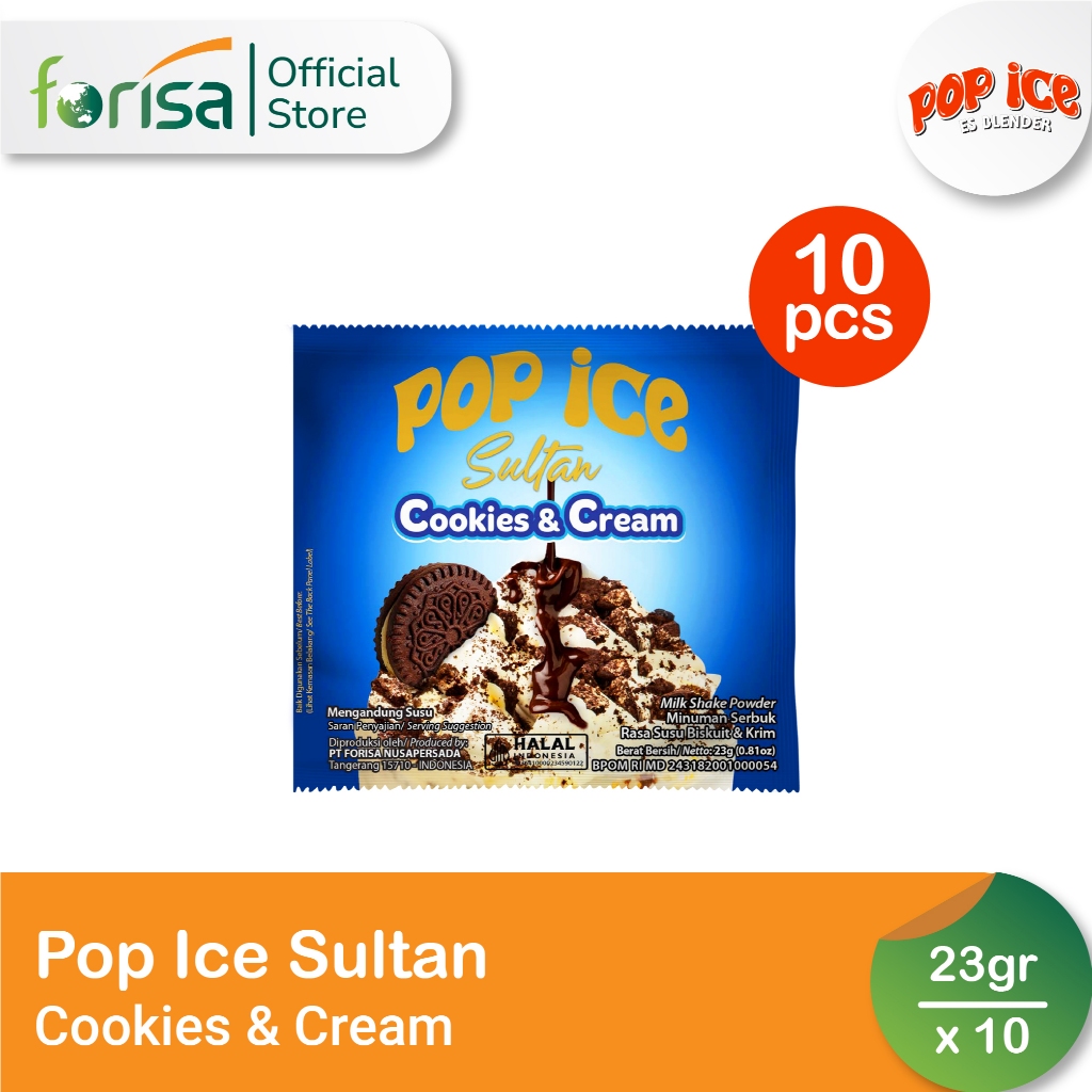 

Pop Ice Milk shake Powder Sultan Rasa Cookies & Cream 23 gr 10 Pcs