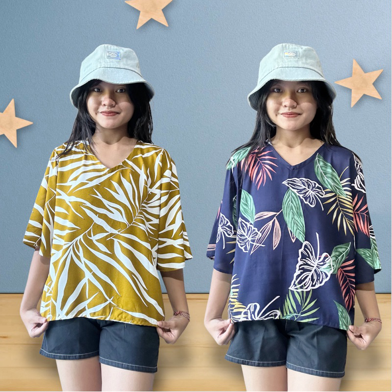 Top Atasan Wanita Lengan Lonceng Rayon Print Motif Bali / Top Atasan Rayon Print Motif Bali