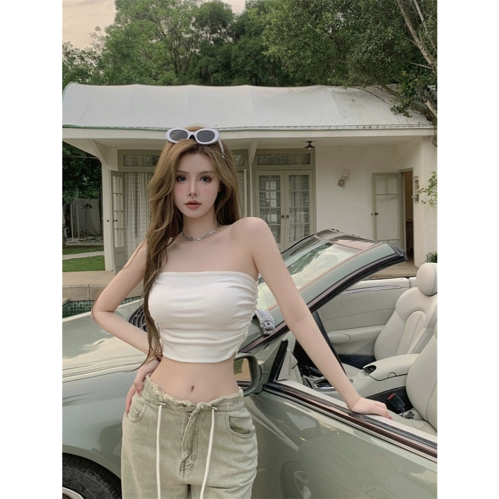 TYN Kemben Tanktop Bra Serut Pinggir Tanpa Tali
