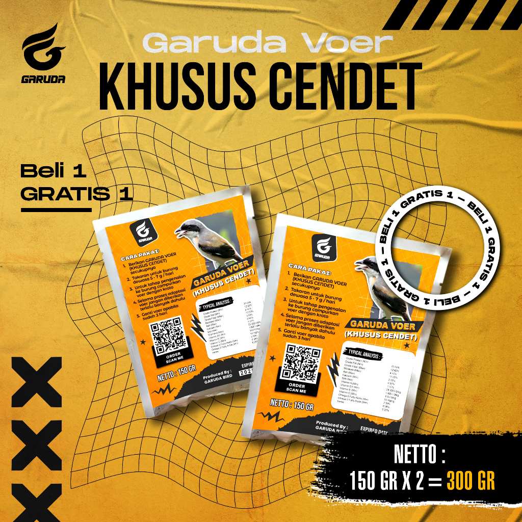 BELI 1 GRATIS 1 VOER BURUNG CENDET| VOER HARIAN | VOER NUTRISI KOMPLIT | GARUDA VOER HARIAN KHUSUS C