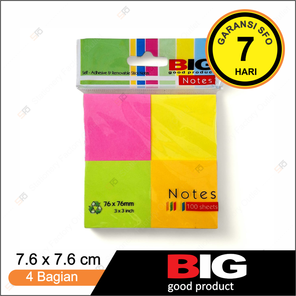 

Sticky Notes Big 76mm x 76mm - 4 bagian - SFO Semarang Official