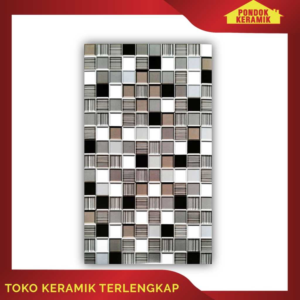 Keramik Dinding Avignon 25x40 Barcelona Grey Motif Kotak-Kotak