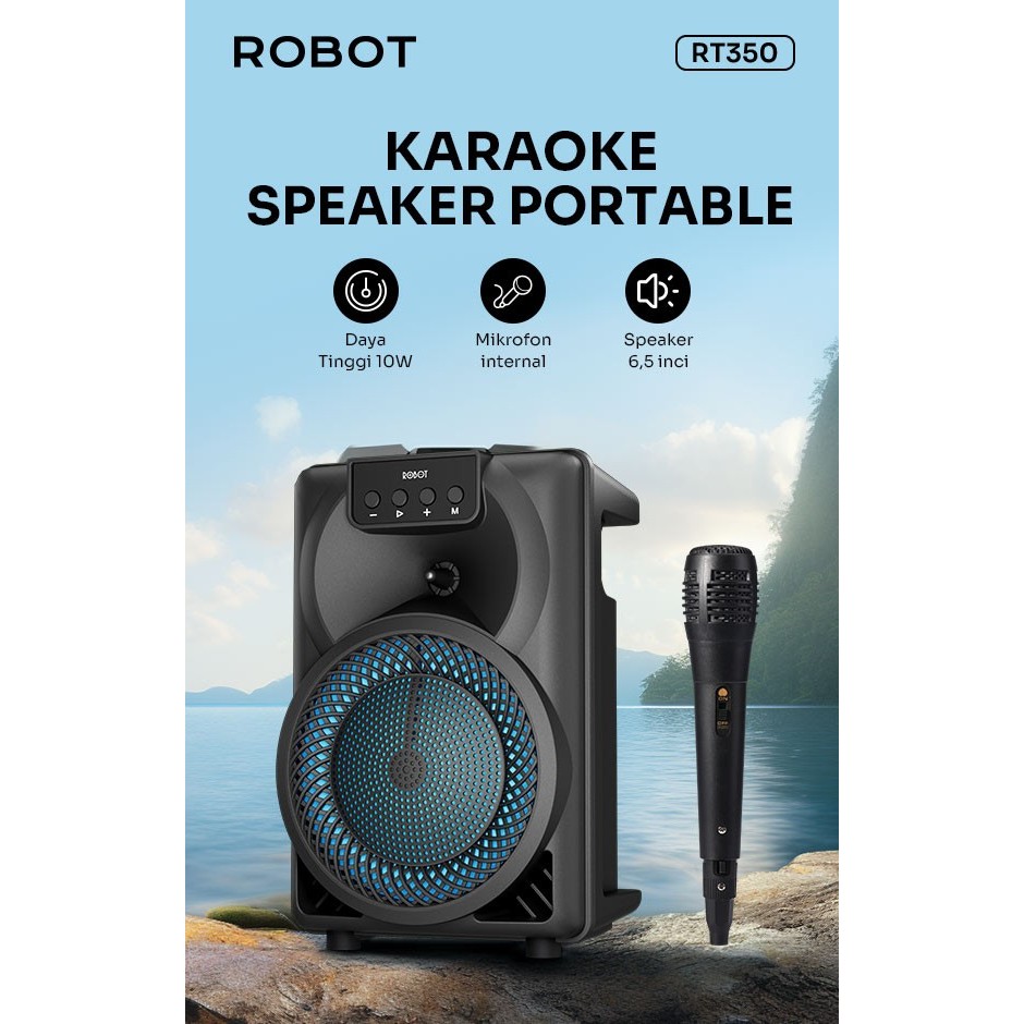 Robot Speaker Robot RB350 + Mic 6,5 Inch Portable Speaker Karaoke Salon Sound Speker Portabel