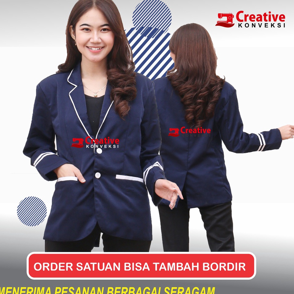 Buy Now COD BISA TAMBAH BORDIR Jas Sekolah navy lis putih BISA TAMBAH BORDIR OSIS  Spesialis Jas Alm