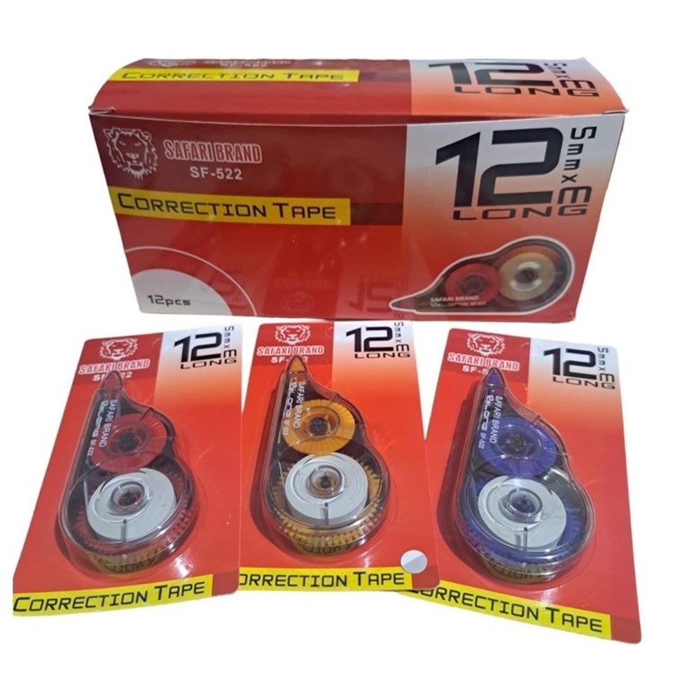 

SF522LUSIN Correction Tape stipo tipe x ex kertas pita 12m Tipe X trondol safari brand ART N3I5