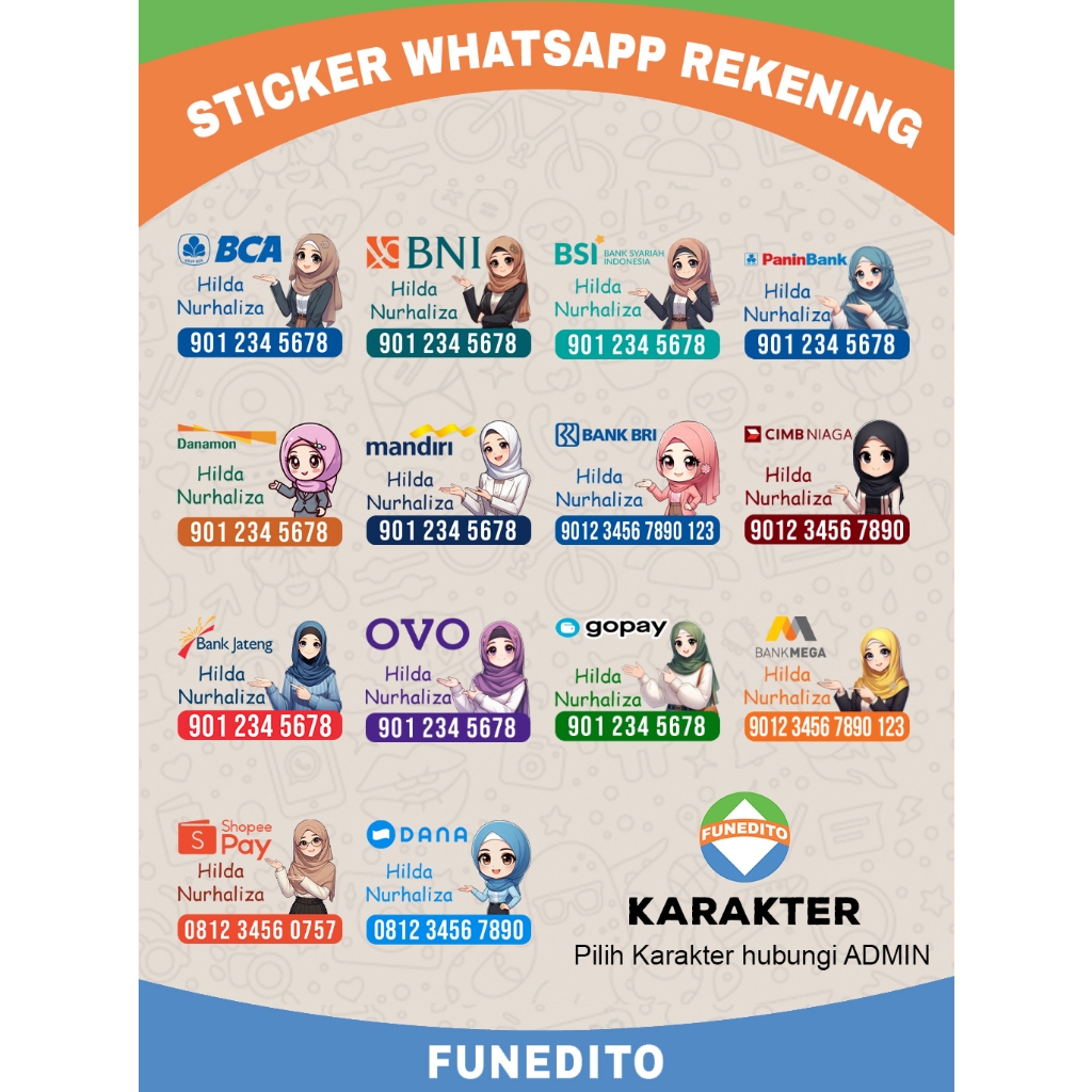 Jasa Desain Sticker Rekening, Sticker E-wallet, Sticker Whatsapp Rekening, Stiker wa, Stiker Whatsap