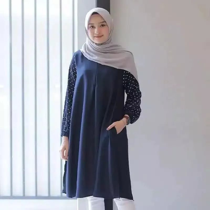 BRISIA TUNIK POLKADOT ATASAN WANITA POLKA