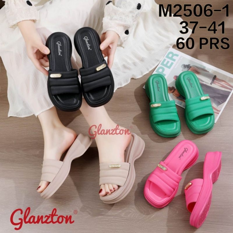 SENDAL WEDGES WANITA KARET TINGGI 5CM SENDAL SELOP WANITA KARET MOTIF GARIS