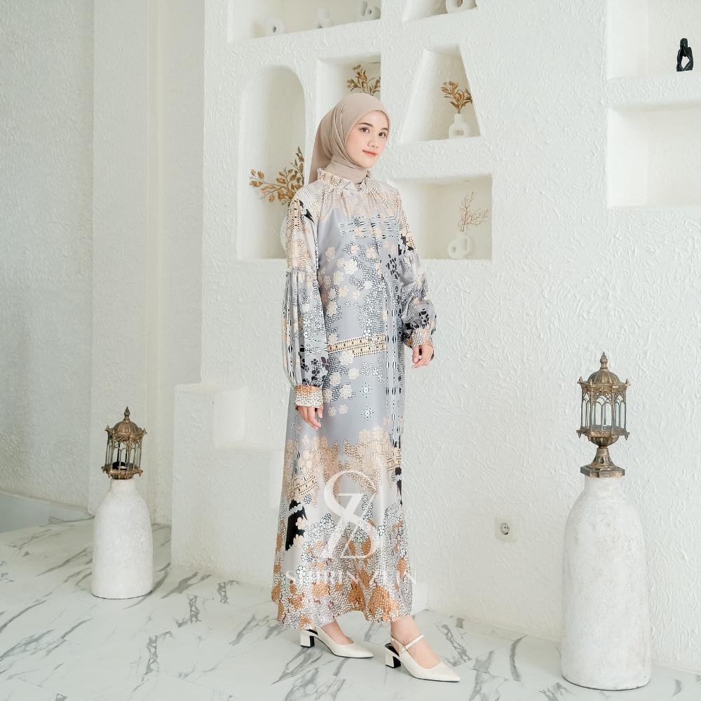 ShirinZein - Gamis Khansa Bahan Sliky Size S - 3XL Kondangan Pesta Simple Mewah Elegan Terbaru 2024-4