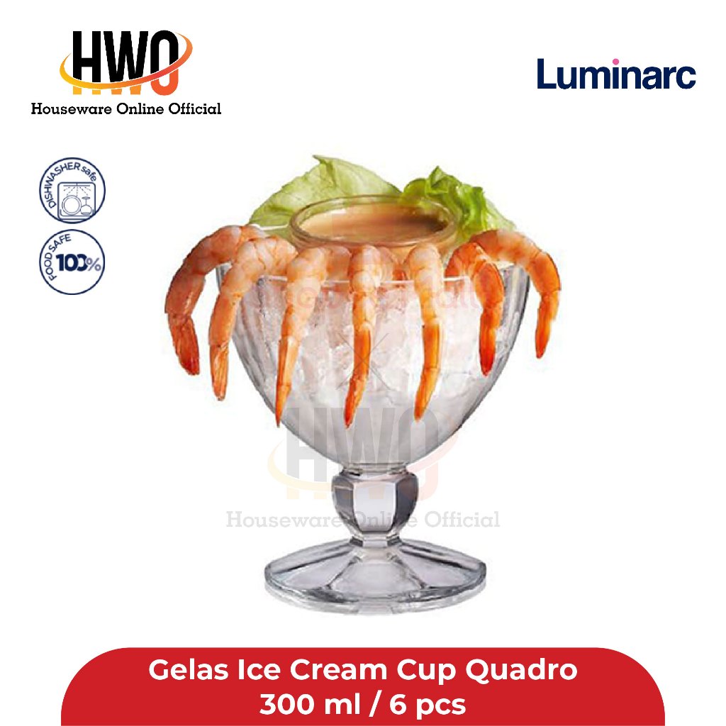Luminarc Gelas Ice Cream Cup Quadro 300 Ml / 6 pcs