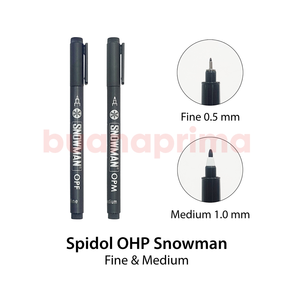 

Spidol Pen OHP Snowman Bisa Tulis Di Plastik OPF OPM Permanent Hitam