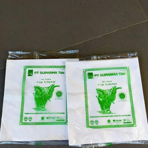 Kertas Nasi Putih/Kertas Pembungkus Nasi/Kertas Nasi KFC/ Kertas Nasi Cap GAJAH (isi 100 PCS)