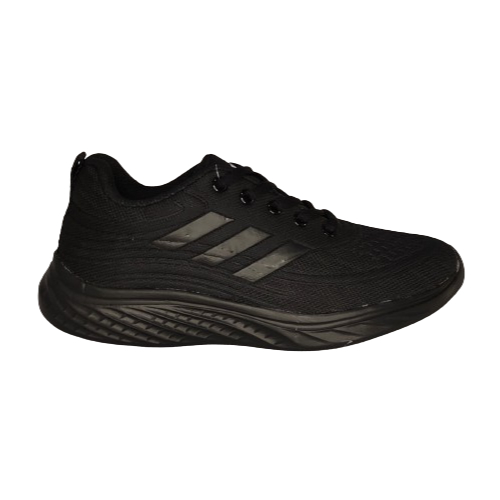 Sepatu Sekolah Hitam AD StripH Cewek Cowok Sneakers Polos Kerja Kuliah Olahraga