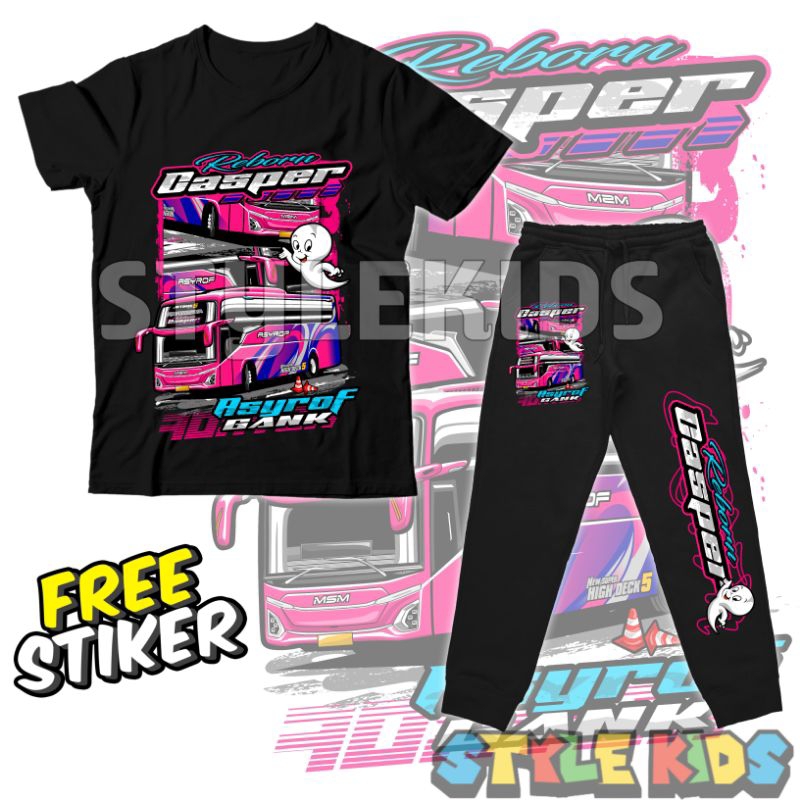 (BISA COD) FREE NAMA Setelan Kaos Anak Jogger Anak Laki laki Perempuan Logo Casper Reborn T-shirt Ba