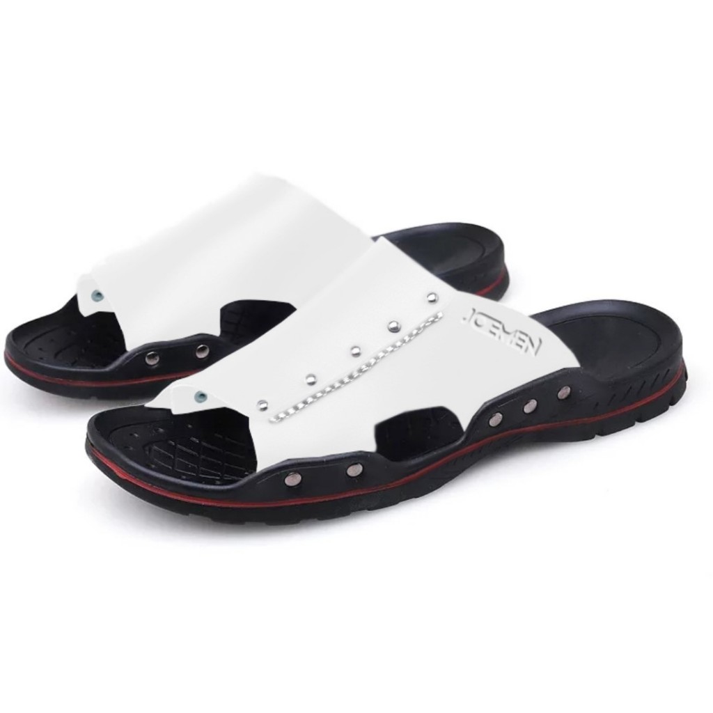 Promo Sandal Pria Best Seller Original Fashion Pria Import S 39  Warna Putih White Sandal Kulit Sand