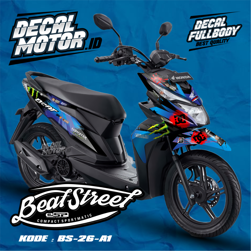 Sticker Beat Street Old - Decal Beat Lama Full Body 2016 2019 Custom Desain  BIRU - BS