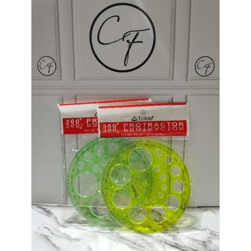 

N/A Trifelo 360° protractor | Busur trifelo 360 derajat | Penggaris plastik bulat | Penggaris lingkaran