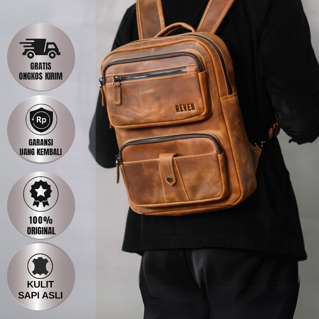 Tas Ransel Kulit Aslli OSIRIS Backpack Pria Kulit Sapi Asli Tas Branded Kekinian Kwalitas Premium