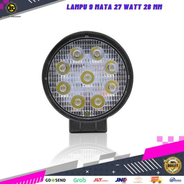 Lampu Tembak Sorot putih Kabut Led Worklight 27 Watt Bulat Variasi Mobil