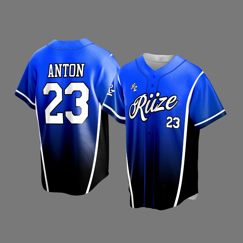 Kaos Baju Dewasa Jersey Baseball Riize Briize Kpop Vintage Edition Art 2 Biru Custom Full Print