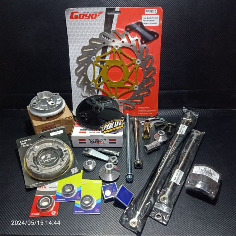 PAKET LENGKAP VELG COPY RCB / ENKEI VND /VROSSI PNP SHOCK DEPAN NINJA ARM KAZE KOMPLIT FULLSET