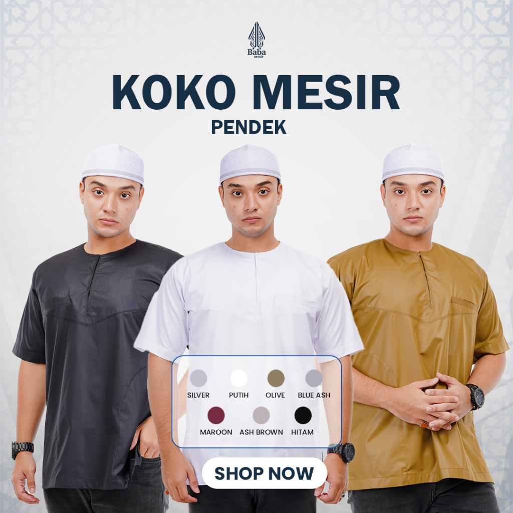 Baju Koko Mesir Babagaf Pria Fashion Muslim Lengan Pendek