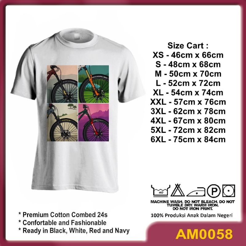 Kaos Putih Sablon Screen Transfer Sepeda Estetic AM0058