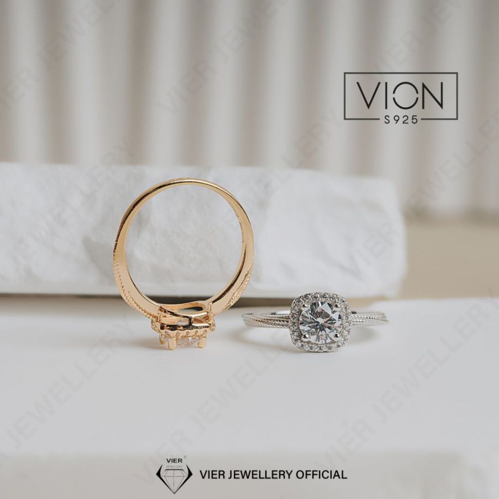 Vion S925 Ring 16353, Cincin Silver925 / Perak , Cincin Replika Berlian Crystal Zirconia