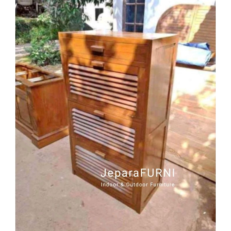 RAK SEPATU KAYU JATI JEPARA