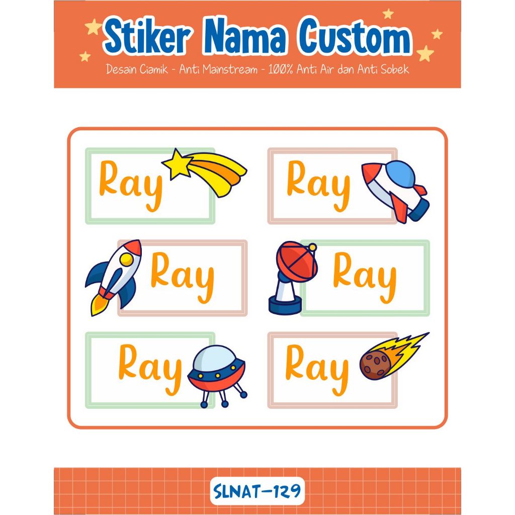 

Infinity Label Stiker Nama Anak Tas Sepatu Buku Sekolah Baju Botol SLNAT-129 Desain Anti Mainstream 2x4cm Waterproof 42pcs