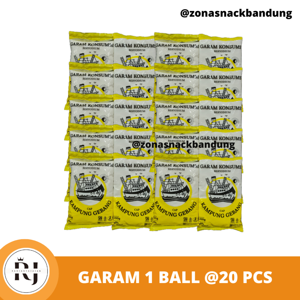 

Garam Konsumsi Beryodium Cap Kampung Gebang @200gr 1 Ball isi 20 Pcs