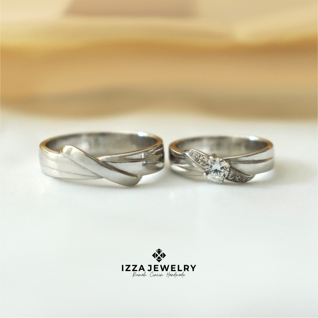 Cincin Palladium 15% dan Emas Putih 25% Asli  Lamaran Tunangan