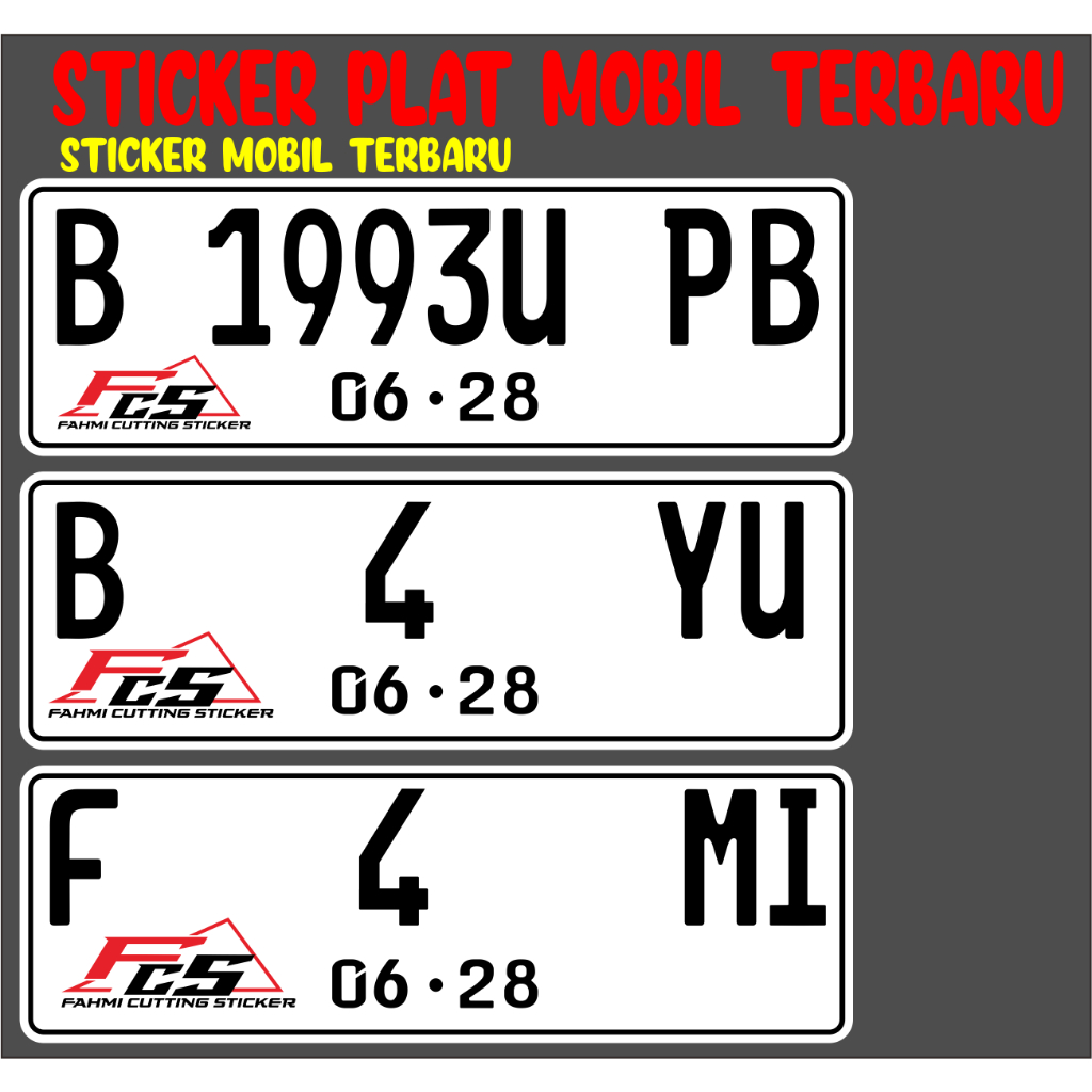 STICKER PLAT MOBIL FONT BARU PLAT MOBIL